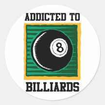 Addicted To Billiards Round Stickers