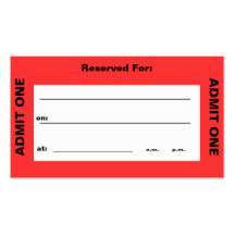 "Admit One Ticket" Business Card