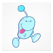 adorable blue goofball monster announcement