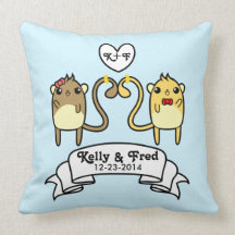Adorable Cartoon Gerbil Wedding Marriage Pillows
