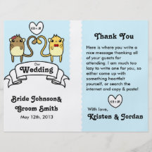 Adorable Cartoon Gerbil Wedding Program Flyer