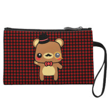 Adorable Cartoon Kawaii Bear Moustache Clutch Bag Wristlet Clutches