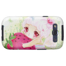 Adorable chibi girl with strawberry