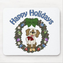 Adorable Christmas Holday Dog Wreath Mousepads