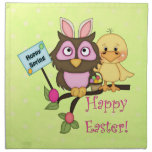 Adorable Customisable Easter Spring Owl Tees, Gift Napkin
