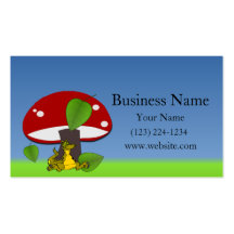 Adorable Dinosaur Under A Mushroom Business Card Templates