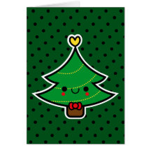 Adorable Kawaii Cartoon Christmas Tree Boy Card