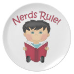 Adorable Nerds Rule Little Boy Reading Kids Tees Party Plates