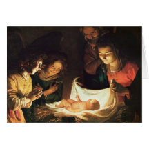 Adoration of the baby, c.1620 greeting card