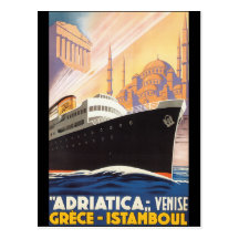 Adriatica Lines - Vintage Travel Poster Post Card