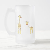 Adult and Baby Giraffe. Cartoon Mug