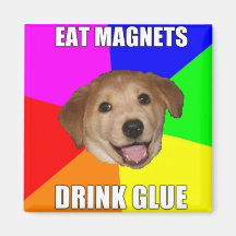 ADVICE DOG MEME: THE FRIDGE IS EMPTY REFRIGERATOR MAGNET