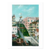 Aerial View of Angels Flight Trolley Post Card