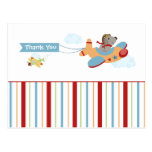 Aeroplane dog pilot boy's thank you postcard