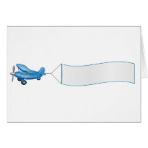 Aeroplane pulling banner greeting card