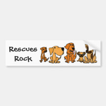 AF- Funny Rescue Dogs Group Cartoon Bumper Stickers