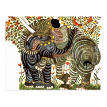 Affectionate, Decorated Elephants Postcards