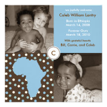 Africa Block: Blue Polkas Personalized Announcements