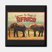 Africa Elephants Vintage Travel Refrigerator Magnet