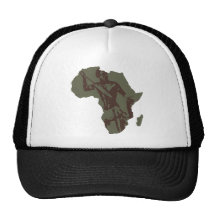 Africa Map African Warrior Artwork Mesh Hats