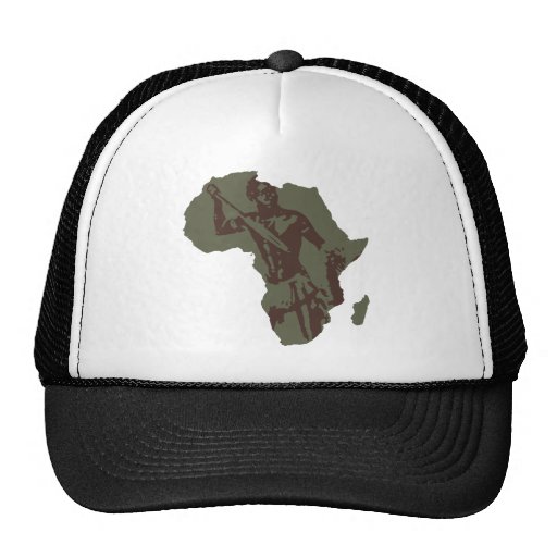 Africa Map African Warrior Artwork Mesh Hats