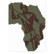 Africa Map African Warrior Artwork Postcards