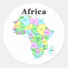 Africa - Political Map Round Stickers