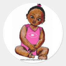 African American baby Girl Ronde Sticker