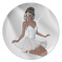 African American Ballerina Dinner Plates