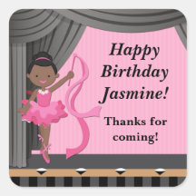 African American Ballet Dance Birthday Party Stickers