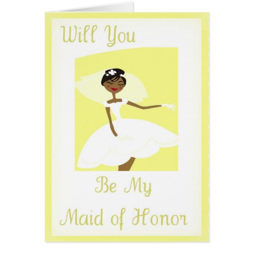 African American Be My Maid of Honour Invitation Card