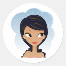 African American beauty Round Stickers