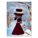 African American Girl, Snow , Merry Christmas Card