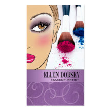Afrocentric Makeup Artist Illustration (lilac) Business Card Templates