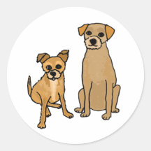 AG- Fun Terrier Mix Rescue Dogs Cartoon Round Sticker