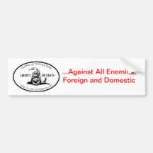 Against All Enemies, Foreign or Domestic Bumper Sticker