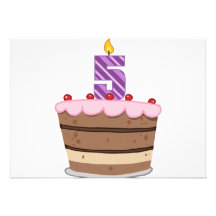Age 5 on Birthday Cake Announcement