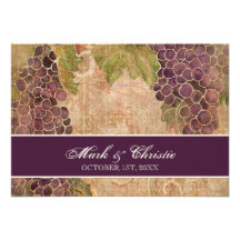 Aged Grape Vineyard Wedding RSVP Response Card Personalised Invitation