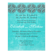 Aged Silver Damask Border Wedding Invitation