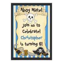 Ahoy Mate! Pirate Birthday Invitation for Boys