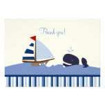 Ahoy Mate Whale Flat Thank you note - Blue Stripe Card