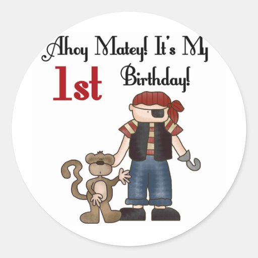 Ahoy Pirate First Birthday Tshirts and Gifts Sticker