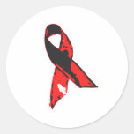 AIDS RIBBON ART ROUND STICKERS