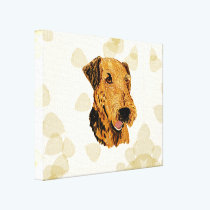 Airedale Terrier ~ Tan Leaves Motiff canvas prints