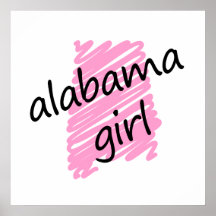 Alabama Girl with Scribbled Alabama Map Print