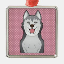 Alakan Malamute Cartoon Portrait Christmas Tree Ornaments