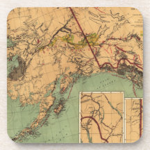 Alaska Coal and Gold Map Drink Coasters