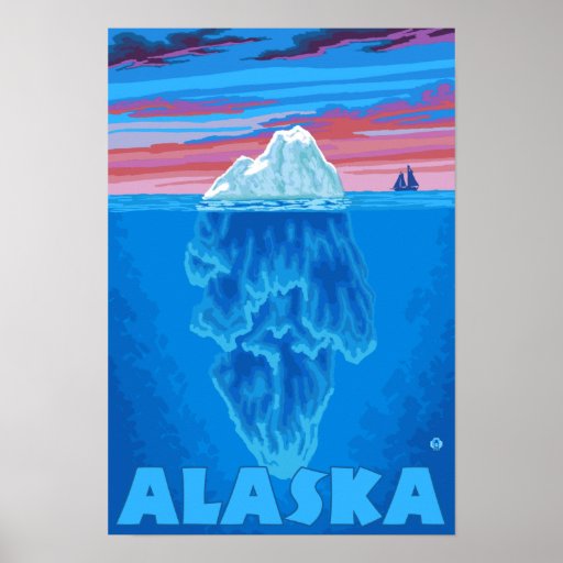 AlaskaIceberg Vintage Travel Poster