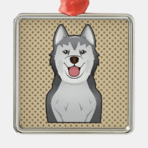 Alaskan Malamute Cartoon Portrait Ornaments