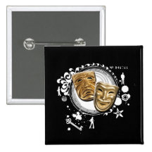 Alchemy of Acting Drama Masks Pinback Buttons